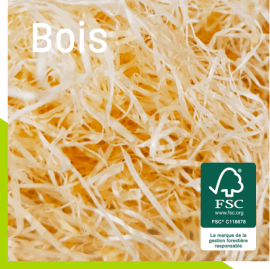 Fibre de bois de calage. Proposé par votre fournisseur d'emballages écologiques, ADRENE.